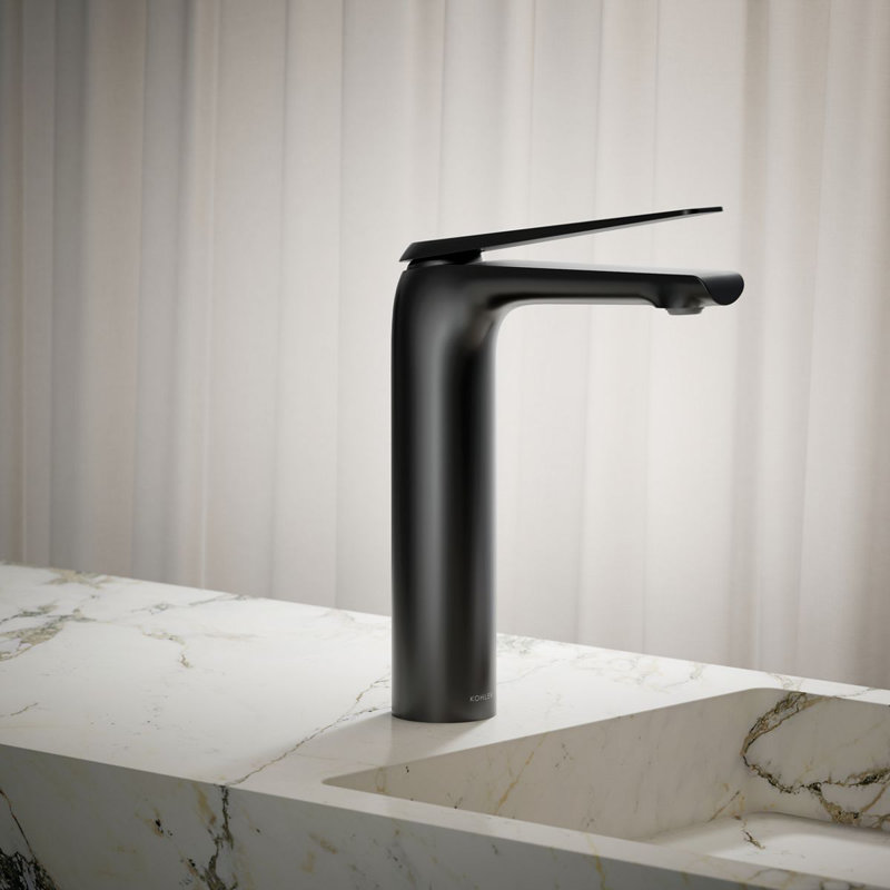 Robinet de lavabo de salle de bain à poignée simple Avid, Noir mat