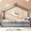 Lit simple gris avec lit gigogne et pieds en pin massif-1996623261