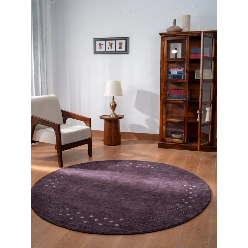 Hand Knotted Loom Wool Eco-Friendly Area Rugs – 10'x10', Round | Purple | Contemporary, High Pile Thick Handmade Anti-Skid Area Rugs for Living Room, Bedroom