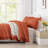 Andency Terracotta Ruffle Comforter Oversized Queen(98x98Inch), 3 Pieces(1 Ruffled Comforter and 2 Pillowcases) Solid Farmhouse Bed, Vintage Rustic Soft Microfiber Bedding Set-124610454-124610462