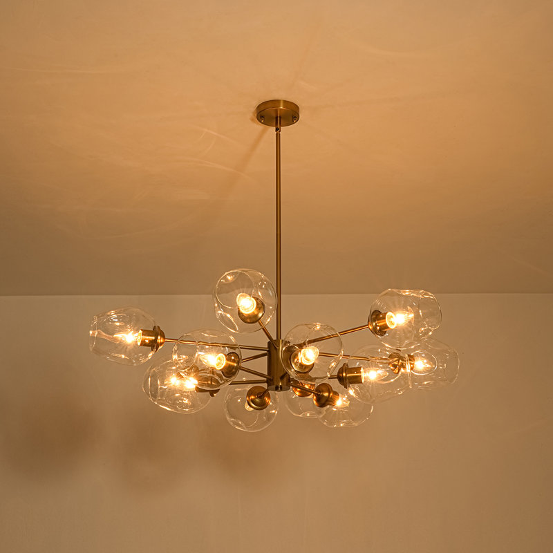 12 - Light Linear Glass Shade Sputnik  Chandelier