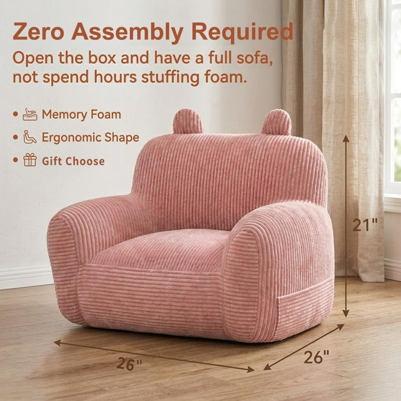 Canapé pour fauteuil à billes pour enfants avec rembourrage rembourré en mousse à mémoire de forme Chaises confortables paresseuses Garçons Filles Jouant lecture Détente Mignon salon Chambre Cozy