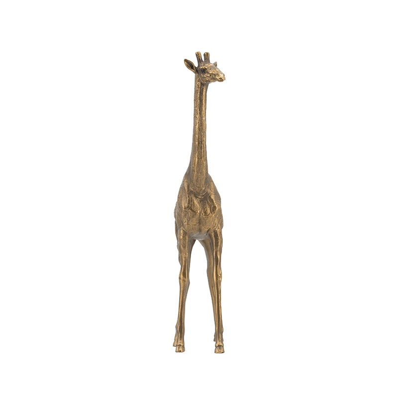 Figurine de girafe en polyrésine à finition cuivre - Statue animal moderne