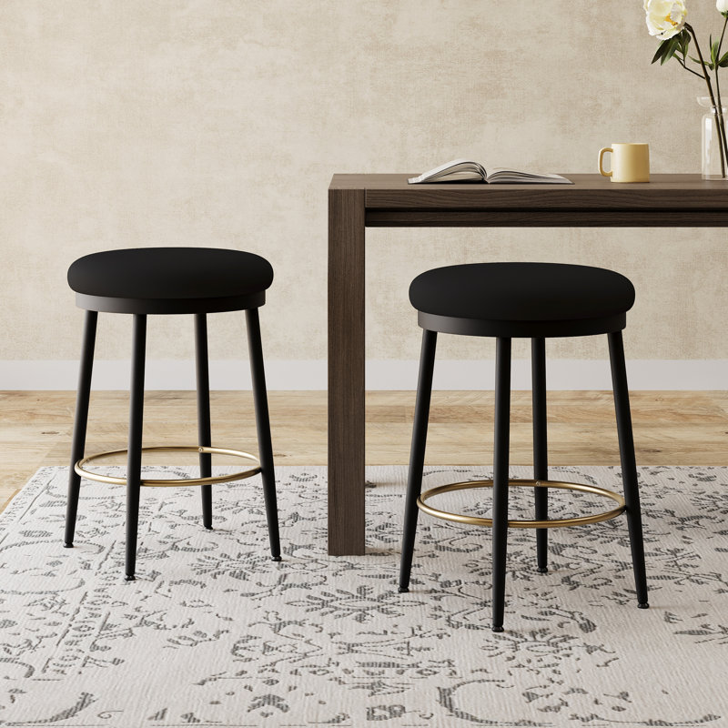 Tabouret de comptoir moderne 24,75 po Yamanda, Noir, noir, noir, noir, Set of 2