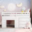 Lit mezzanine simple en bois massif blanc avec armoire et tablette pour une organisation de chambre fonctionnelle et confortable en blanc