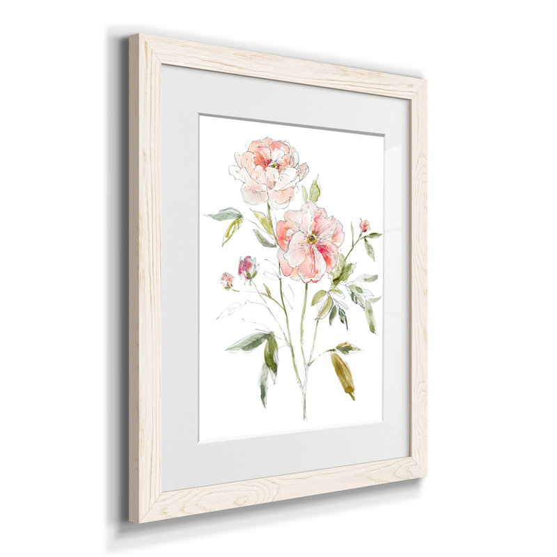 Carnet de croquis Cottage Rose I - Peinture encadrée sur papier, Blanc, H 20 po x l 17 po x P 1,5 po