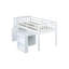 Lit mezzanine simple en blanc avec solutions de rangement - Armoire, tiroir, tablette et bureau