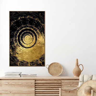 Elegant Black and Gold Abstract Printed Canvas: Modern Home Decor Art,1P Wrapped Canvas
