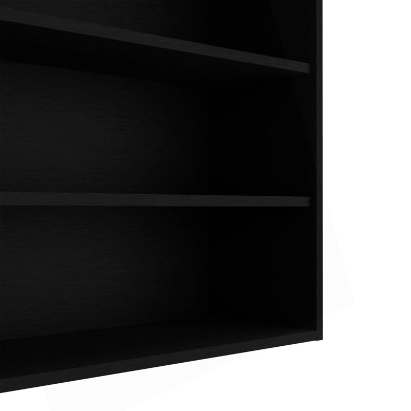 Wenge Wall Cabinet With Open Storage, Black