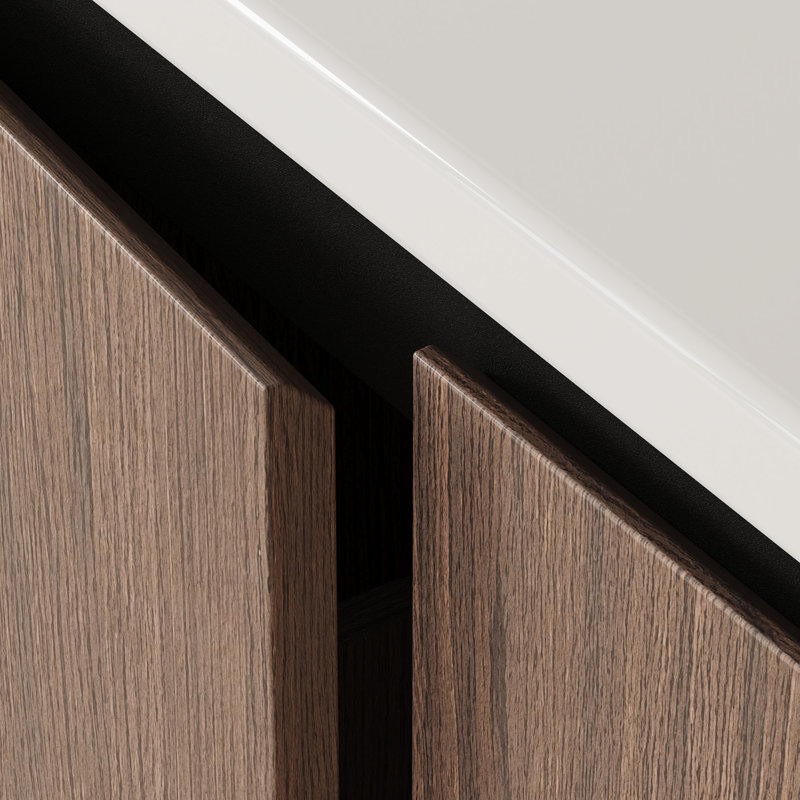 Meuble-lavabo simple de 91 cm (36 po) avec lavabo en céramique et prise électrique intégrée - Noyer foncé, Brown