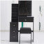 Petite coiffeuse 29,2 po avec tabouret de chevet gauche + tabouret rembourré, très grand miroir coulissant à droite, rangement multi-couches à grande capacité, commode pratique et pratique, convient aux petits espaces-281073368