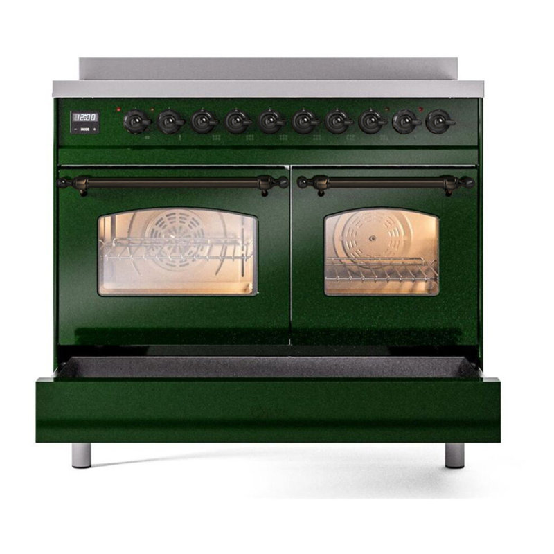 ILVE Nostalgie II 40 in Induction Range, Emerald Green/Bronze