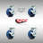 Caster Set with Roller Bearings