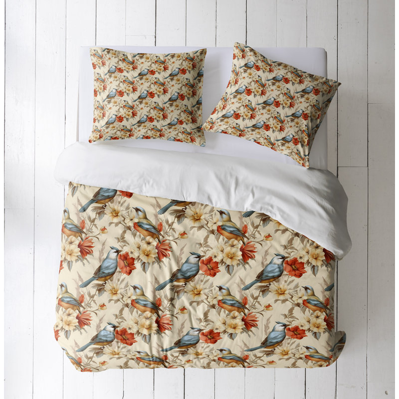 Floral Duvet Cover, King Duvet Cover + 2 King Shams