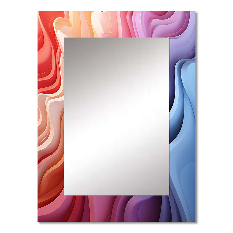 Multicolore Op Art Illusory Profondeur I - grand miroir Op Art, miroir mural décoratif moderne, impression d'art en métal