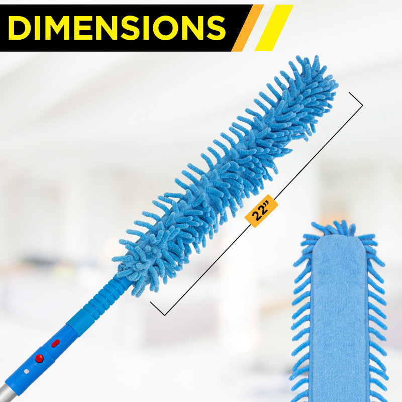 Poussoir à baguette flexible de 22 po avec microfibre et manchon en chenille
