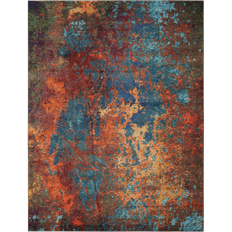 Bayport Blue/Orange/Red Area Rug, Rectangle 160 x 221cm