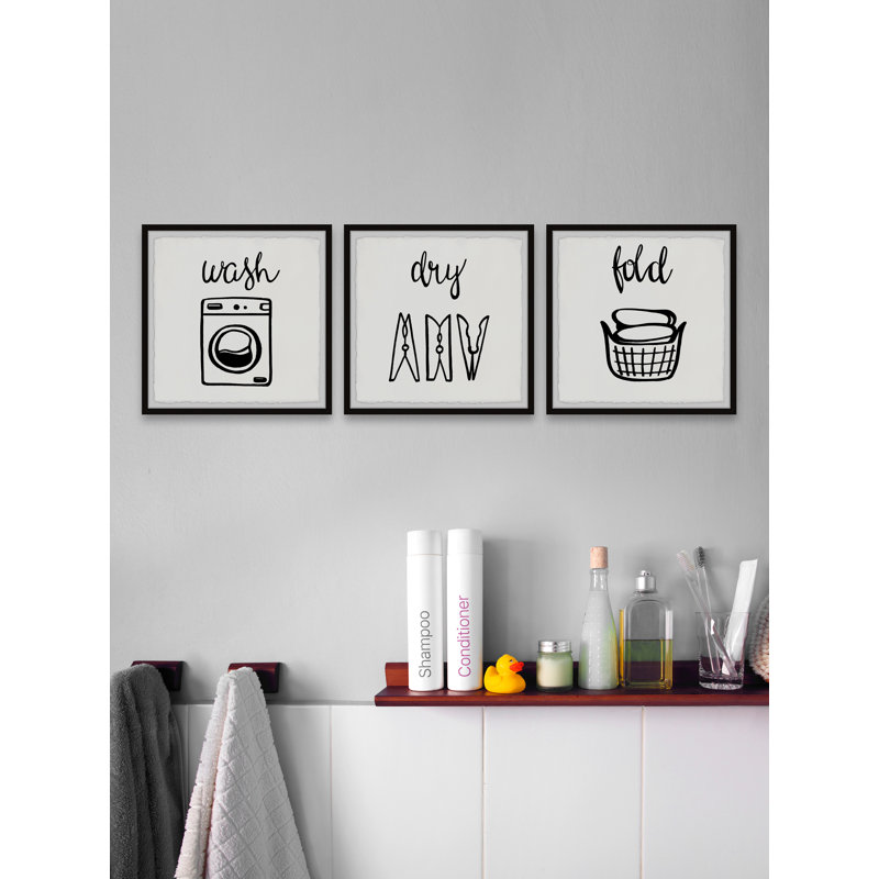 " Do The Laundry " by Marmont Hill 3 - Pieces, 24" H x 24" W
