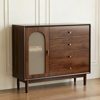 Retro Nut-brown Solid Wood Sideboard
