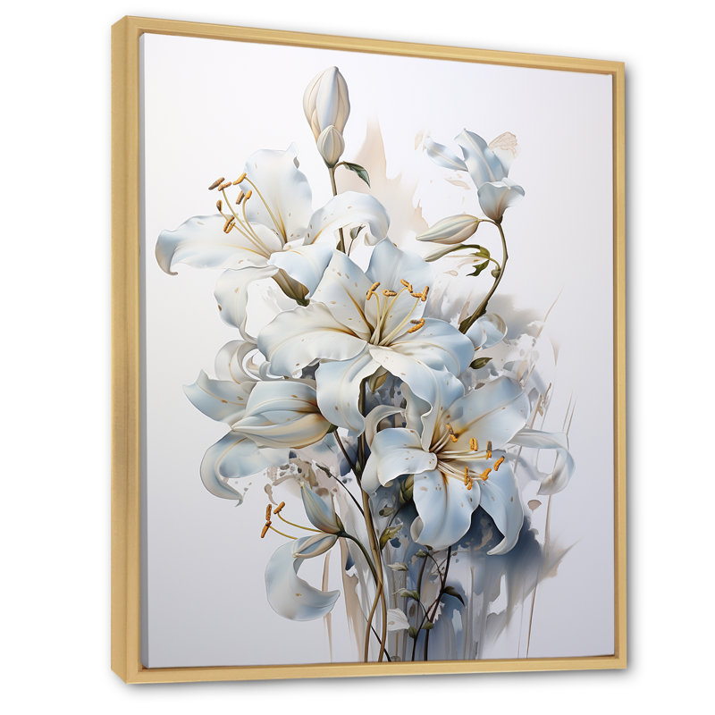 «White Lilies In Bloom Bloquet I» sur toile, H 40 po x l 30 po x P 1,5 po, Cadre naturel flottant