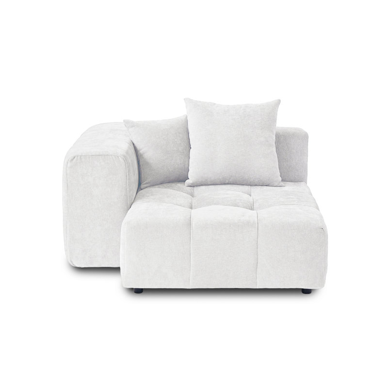 Chaise rembourrée en tissu de lin Kay, Blanc