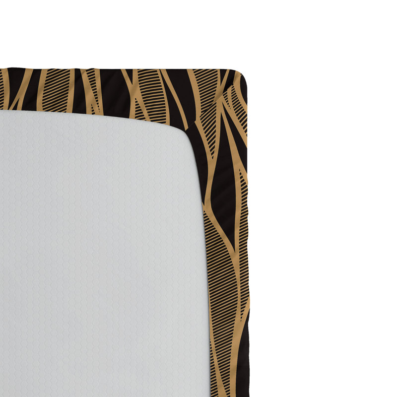 Ambesonne Nature Fitted Sheet Leaves Botanical Style Art, Cocoa/Dark Taupe/Gray Abstract, King Fitted Sheet