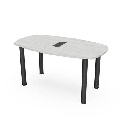 Table de conférence Pavert Arc Boat avec pied rond en métal | Unité électrique
