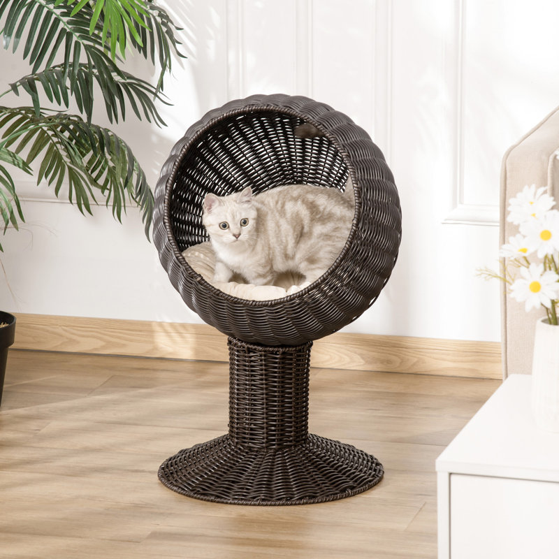Maison pour chat surélevée de 27 po avec coussin, cherchez un espace de détente