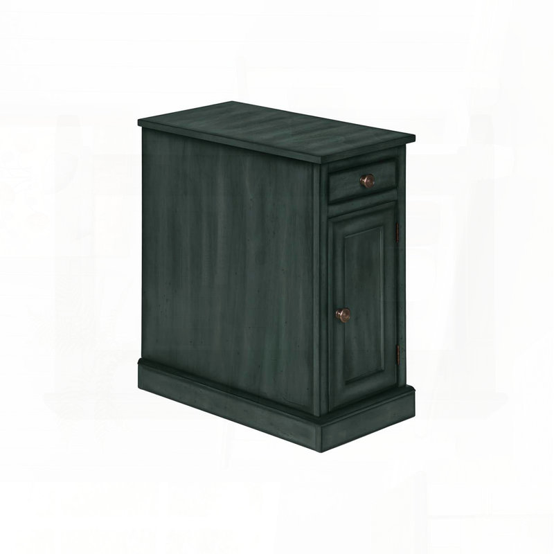 Table d'appoint étroite avec tiroir de rangement et armoire - placage bleu antique