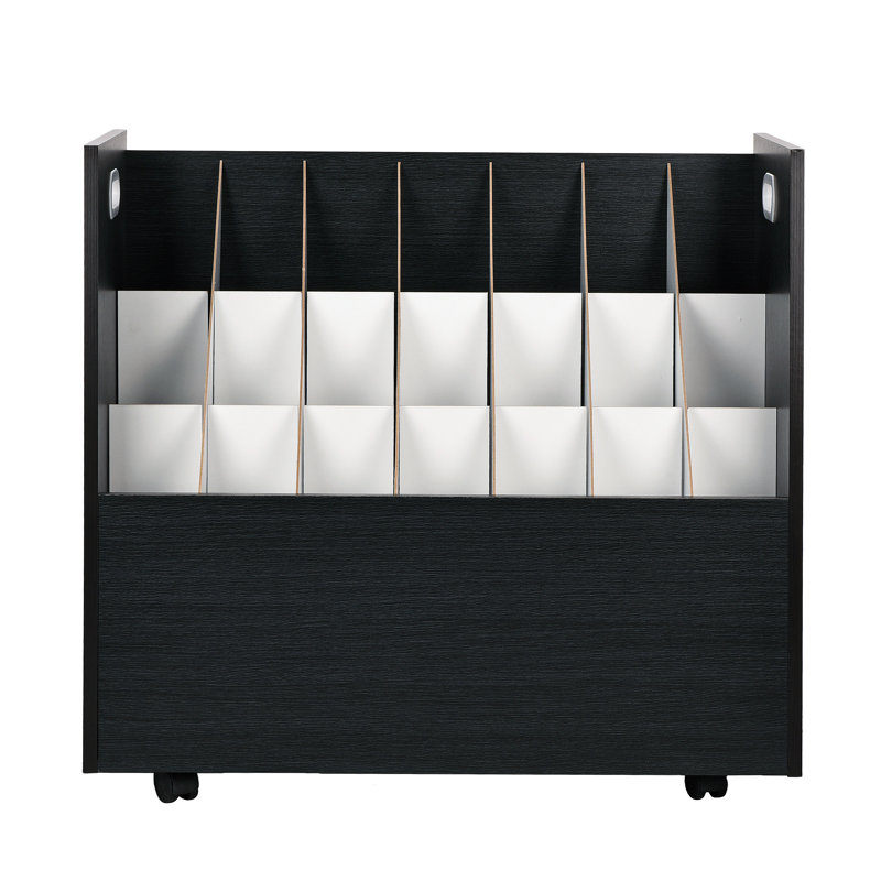 Black Mobile Wood Roll File with 21 Slots