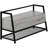 Modern 42" Rectangular Hallway Bench With Grey Laminate And Black Metal Pegs For Storage Contemporary Entryway