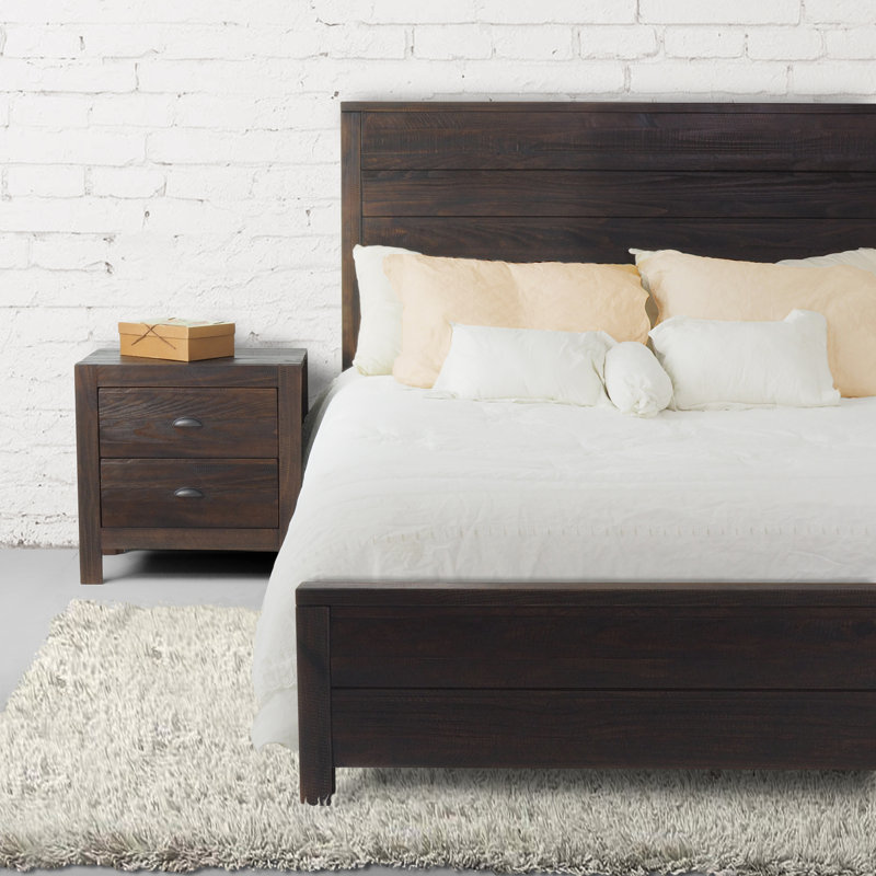 Montauk Bedroom Set, King, 5 Pcs: Bed, 2 Nightstands, Dresser, Chest, Farmhouse Black
