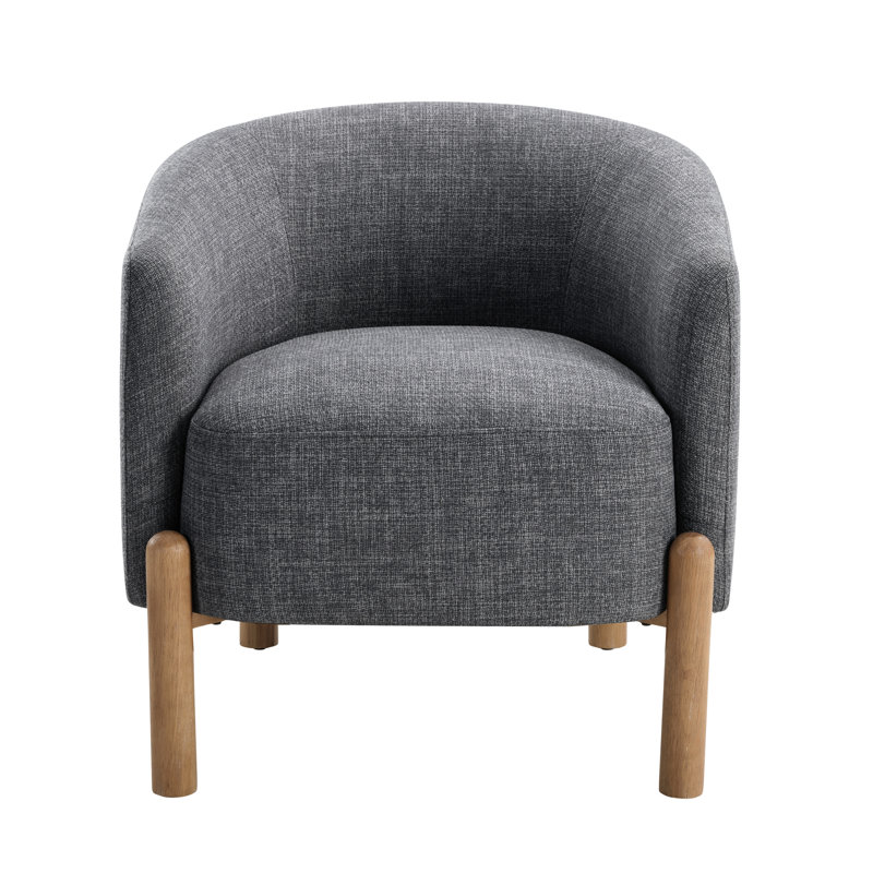 Modern Grey Seat Chair, Plywood Frame & Solid Wood Comfortable Living Room