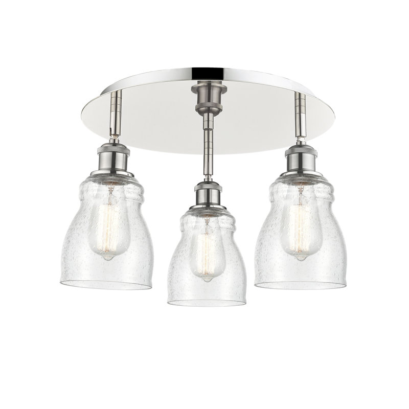 Bernaldino Glass Flush Mount, Seedy, Polished Nickel