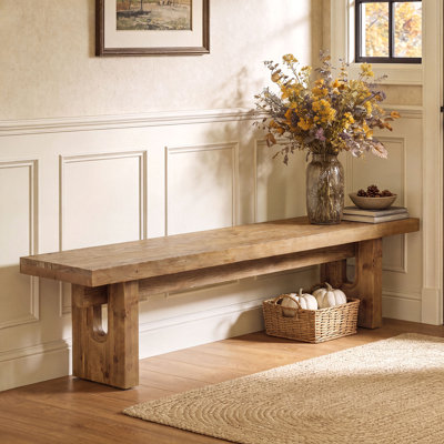 63" Solid Wood Bench, Farmhouse Entryway Bench