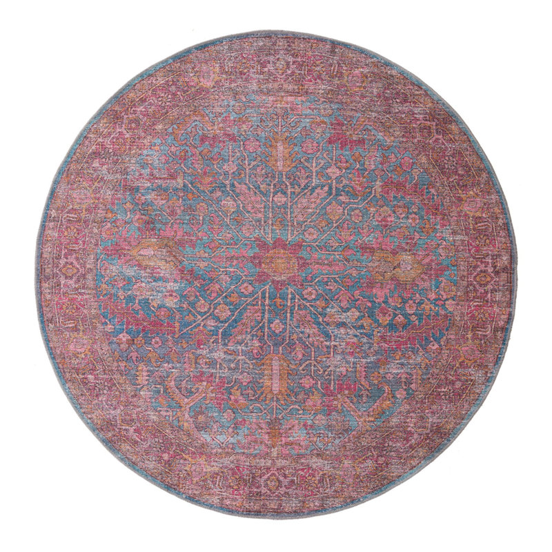 Hazeltine Chenille Oriental Indoor Rug, Round 7'3"