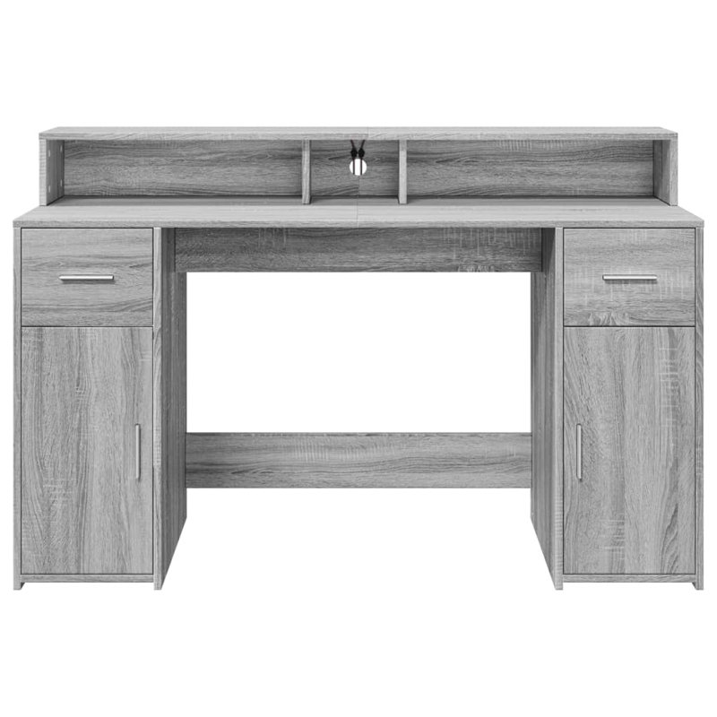 Computer Desk, 91cm H x 140cm W x 55cm D, Grey/Sonoma