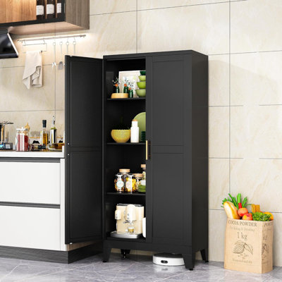 GEITIN 61"H Metal Kitchen Storage Cabinet Pantry Storage Cabinets With 2 Door And 3 Adjustable Shelves