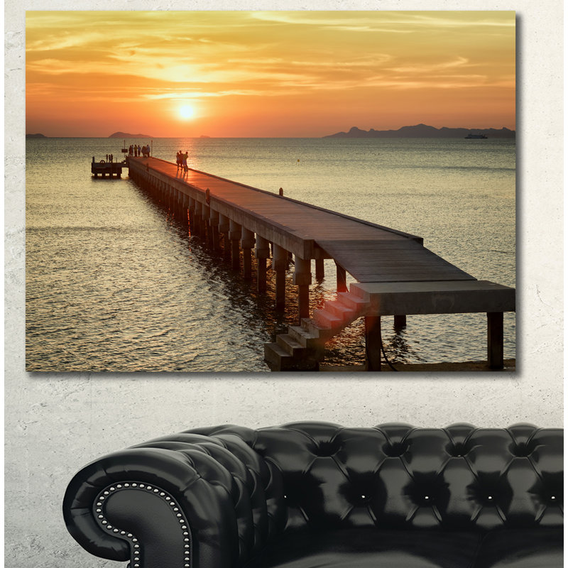 «Boat Pier at Sunset», reproduction, H 20 po x l 40 po x P 1po, Toile tendue