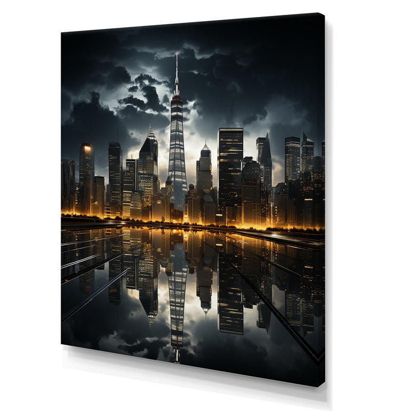 Hoddesdon gratte-ciel monochromatique Metropolis II - impression, H 32 po x l 16 po x P 1 po, Toile tendue