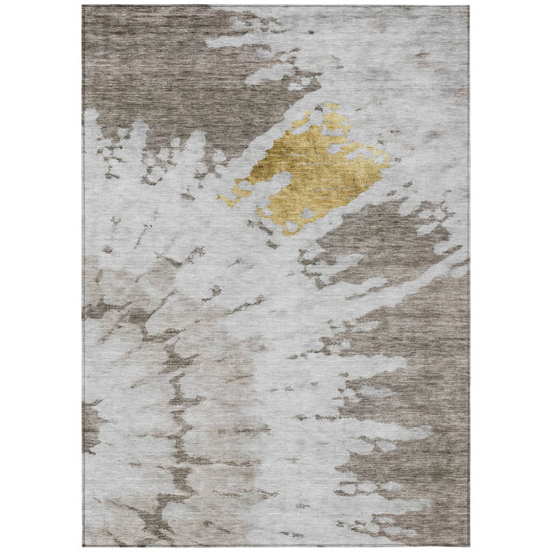 Tapis intérieur lavable abstrait ivoire 9 pi x 12 pi