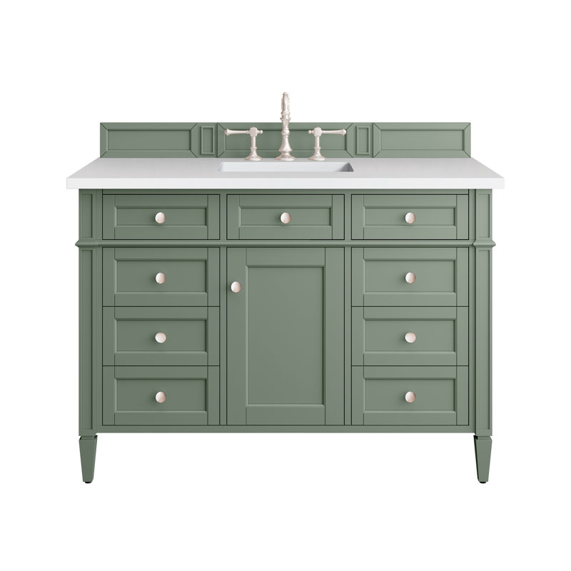 Brittany 48'' W Single Vanity, White Zeus, Smokey Celadon, 8" Widespread