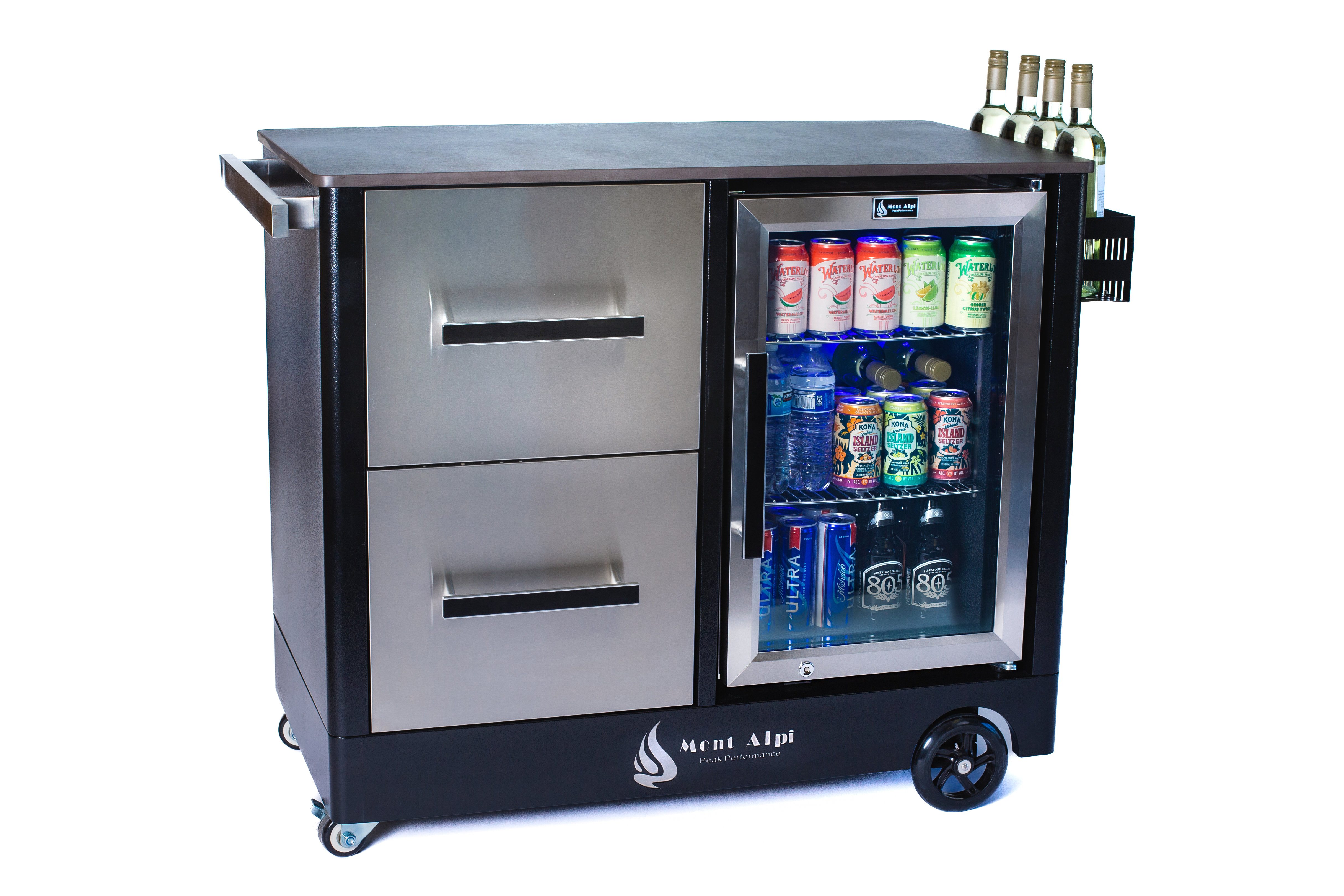 Mont Alpi Outdoor Bar Patio Island Kitchen Mobile Bar Prep Cart Station