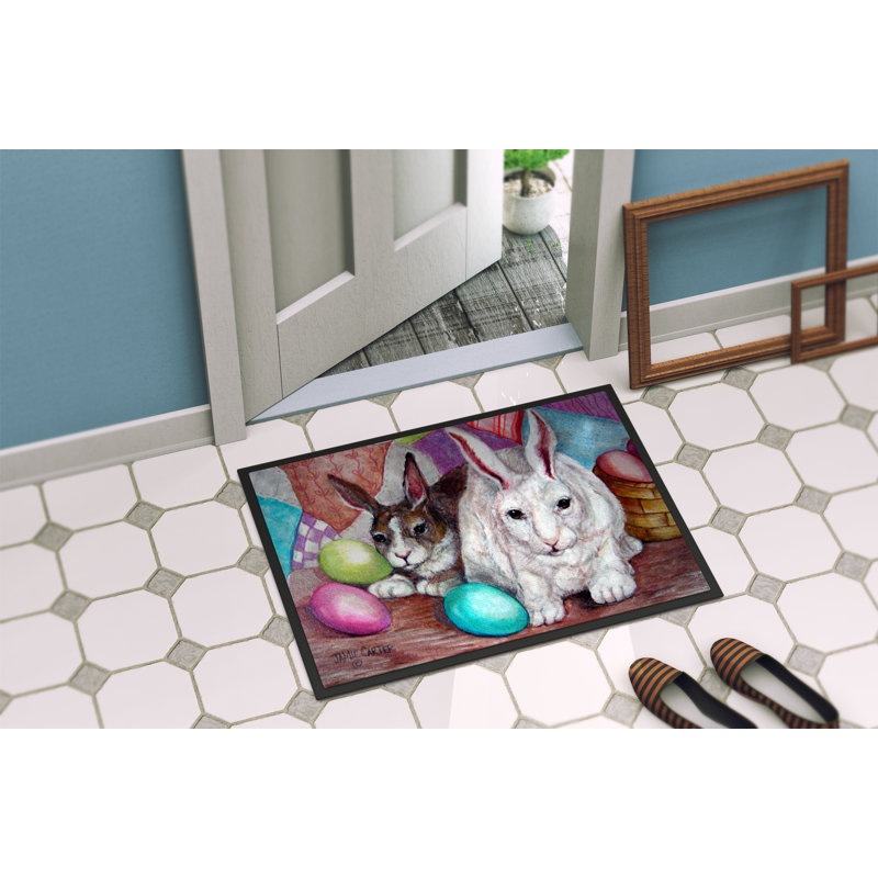 Paillasson d’extérieur antidérapant de lapin de Pâques de Wacousta, Rectangle 2 pi x 3 pi