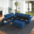 Ahren Velvet Reclining L-Shaped Sectional Reversible-1223230518