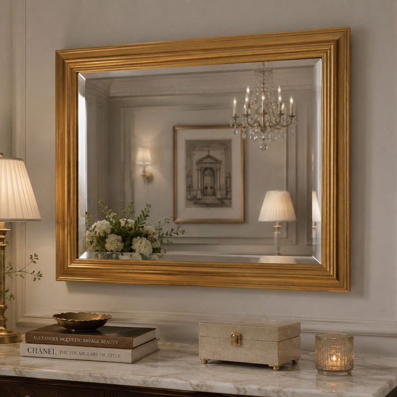Mabel Composite Rectangle Mirror, Gold, 105.5cm H x 129.5cm W