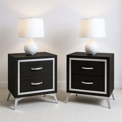 Huxley Wood Nightstand (Set Of 2), Black