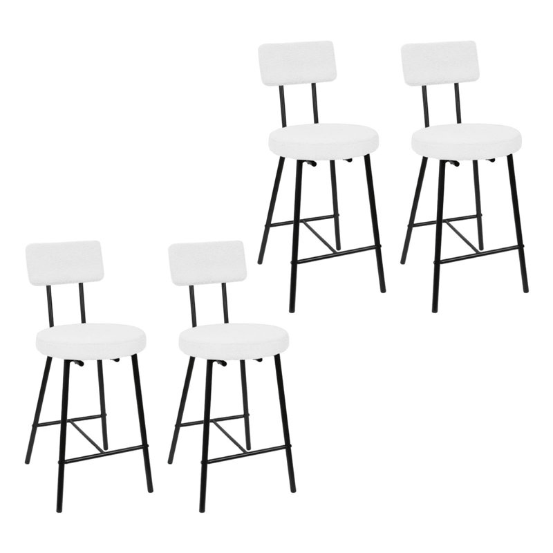 Modern Upholstered Bar Stools with Curved Back, White, 2