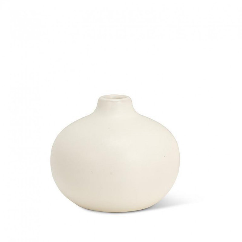 Ball Bud Vase, Ivory, 2.50" H x 3" W x 3" D