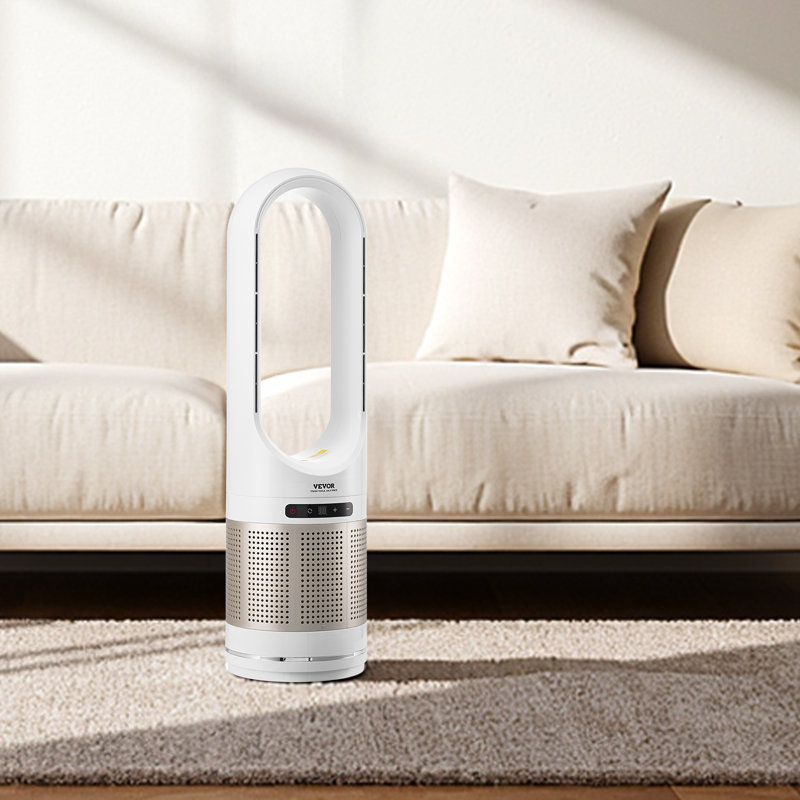 Oscillating Tower Fan 8H Timer 15.4ft/s High Velocity with Remote Control, Gold/White, 31.7" H x 8.9" W x 8.9" D